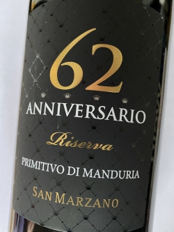 San Marzano, Anniversario 62 Riserva, Primitivo di Manduria 2019